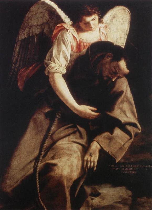 GENTILESCHI, Orazio St Francis and the Angel fdg oil painting image